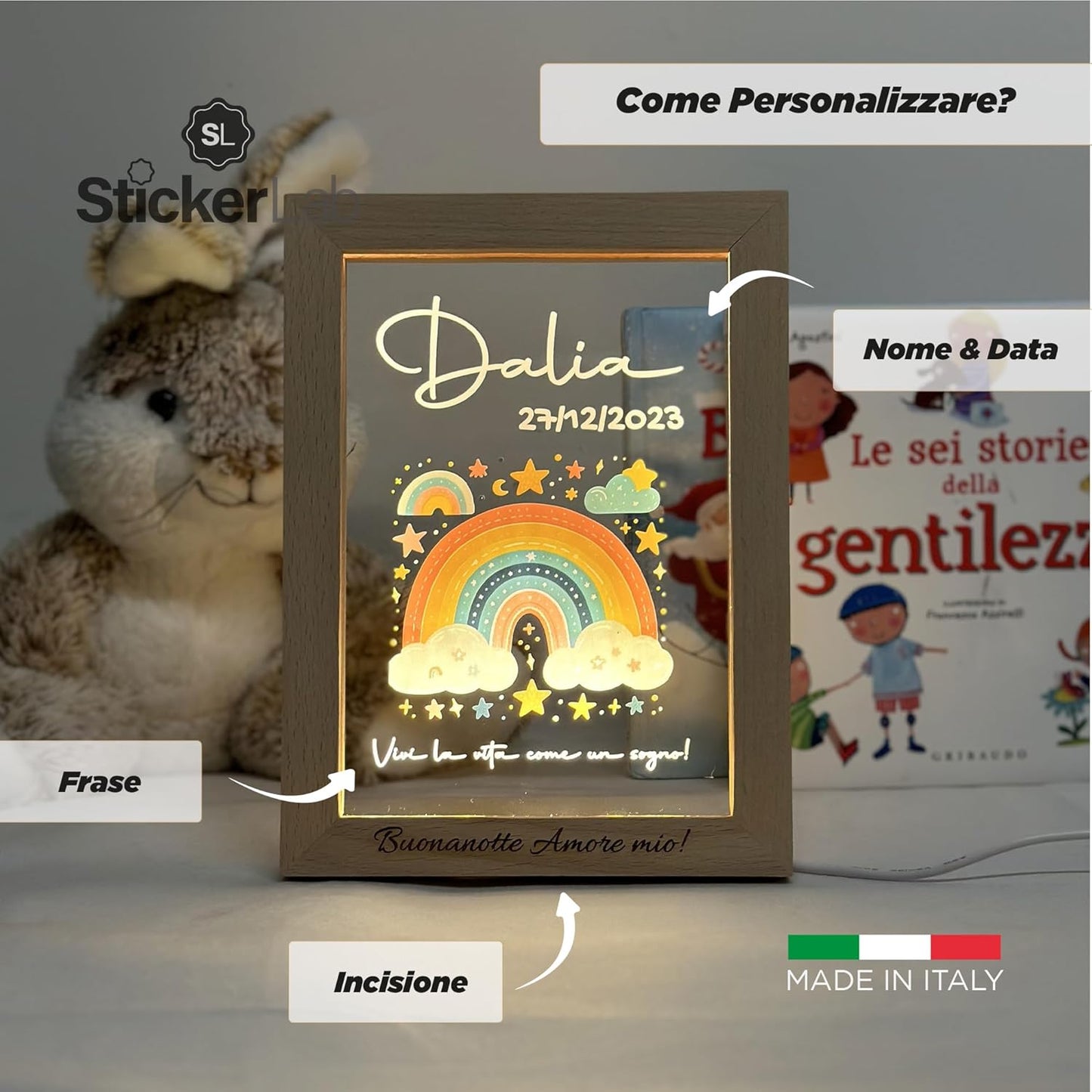 Cornice a Lampada Notte Personalizzata